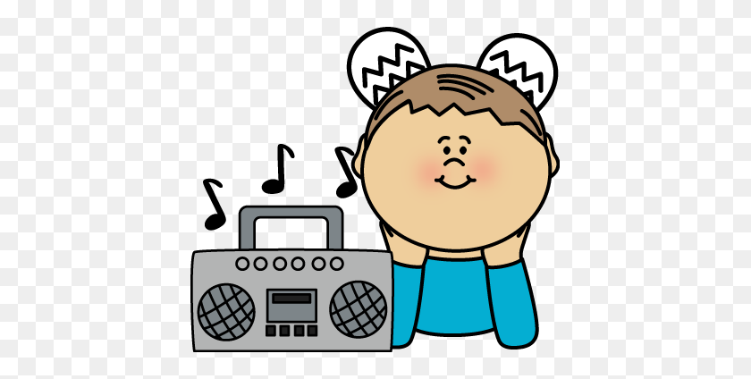 413x364 Boy Listening To Radio Clip Art - Listening Clipart