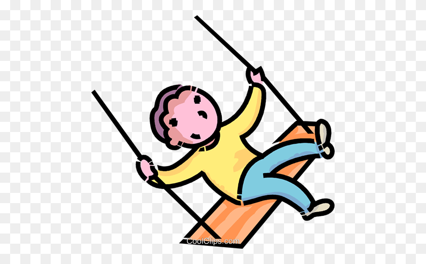 480x460 Boy On A Swing Royalty Free Vector Clip Art Illustration - Swing Clipart