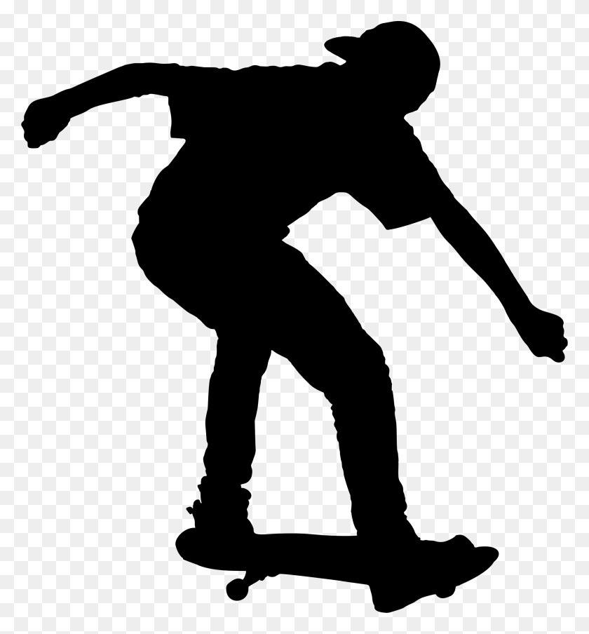 2080x2253 Boy On Skateboard Silhouette Icons Png - Skateboard PNG