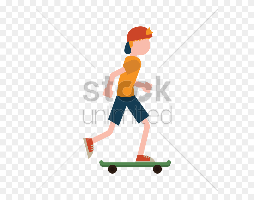 600x600 Boy On Skateboard Vector Image - Longboard Clipart