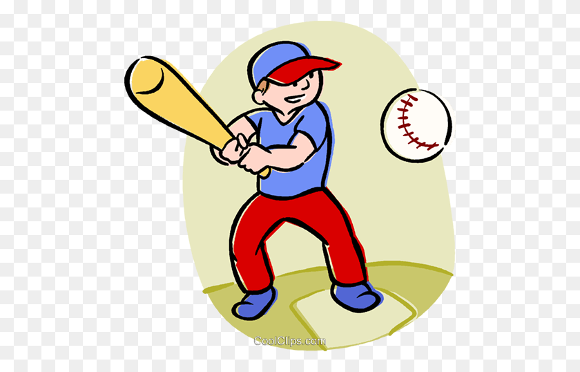 480x478 Boy Playing Baseball Royalty Free Vector Clip Art Illustration - Playing Baseball Clipart