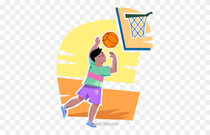 387x480 Мальчик Играет В Баскетбол Роялти Бесплатно Векторные Иллюстрации - Мальчики Баскетбол Клипарт