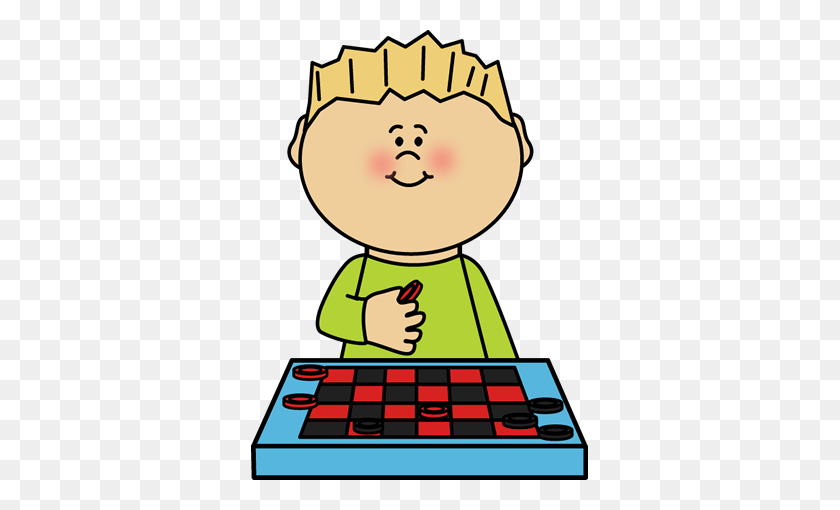 337x450 Boy Playing Checkers Clip Art - Board Game Clipart