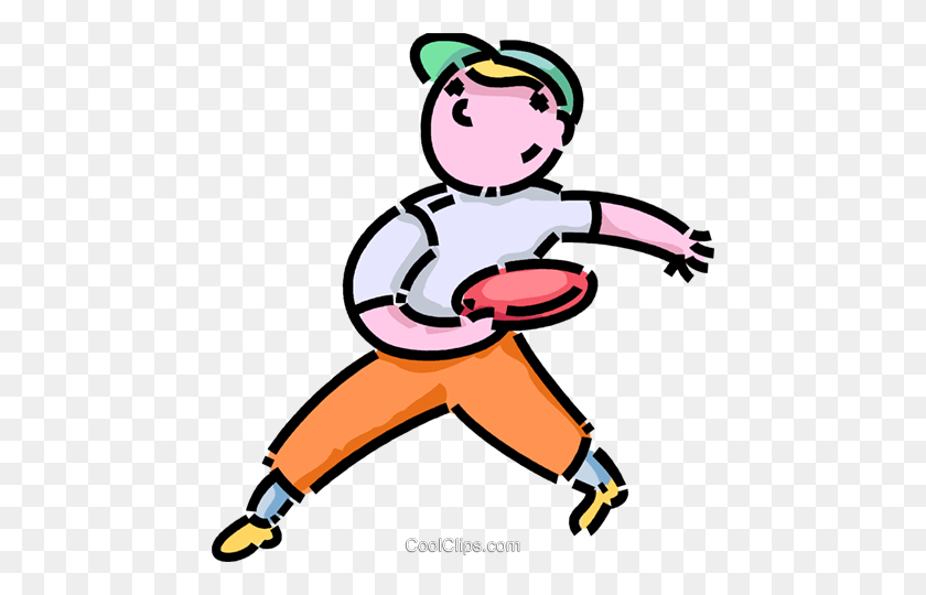 456x480 Boy Playing Frisbee Royalty Free Vector Clip Art Illustration - Frisbee Clipart