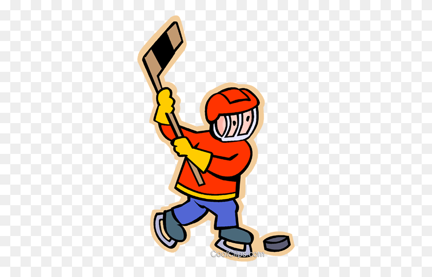 306x480 Boy Playing Hockey Royalty Free Vector Clip Art Illustration - Hockey Player Clipart