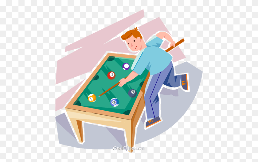 480x470 Boy Playing Pool Royalty Free Vector Clip Art Illustration - Pool Table Clipart