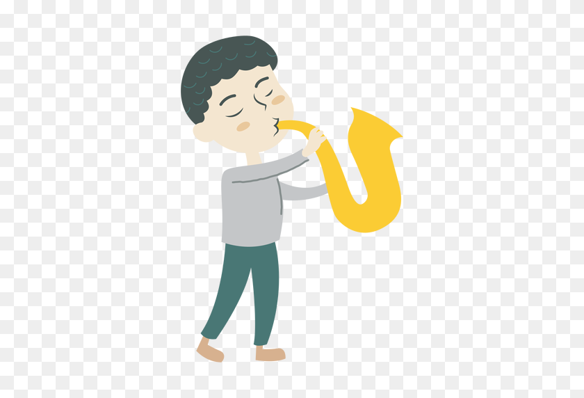 512x512 Niño Tocando El Saxofón De Dibujos Animados - Niño De Dibujos Animados Png