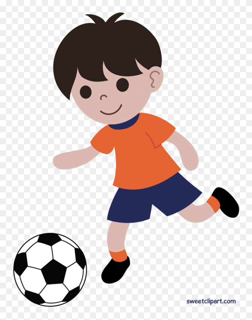 Мальчик играет в футбол
