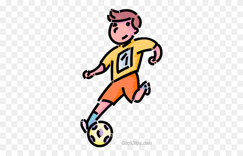 284x480 Boy Playing Soccer Royalty Free Vector Clip Art Illustration - Playing Soccer Clipart