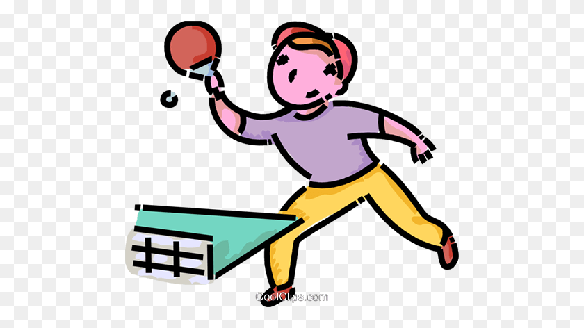 480x412 Boy Playing Table Tennis Royalty Free Vector Clip Art Illustration - Ping Pong Table Clip Art