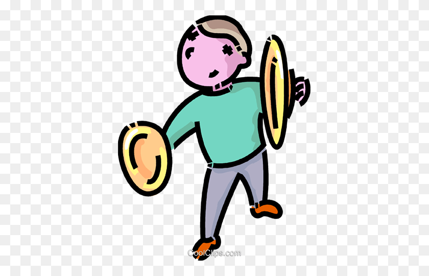377x480 Boy Playing The Cymbals Royalty Free Vector Clip Art Illustration - Cymbals Clipart