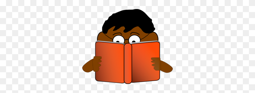 298x249 Boy Reading Book Clip Art - Reading Is Fun Clipart