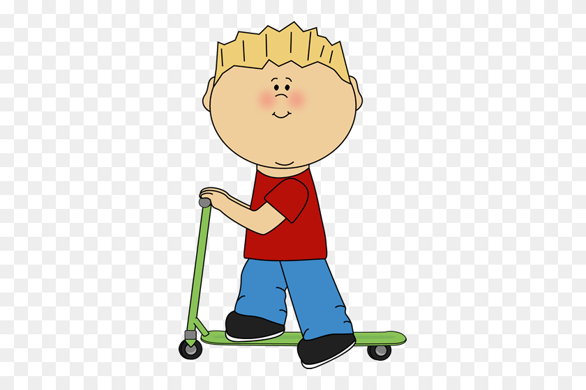 327x500 Boy Riding A Scooter Tons Of Really Cute Kids Clip Art Free - Scooter Clipart