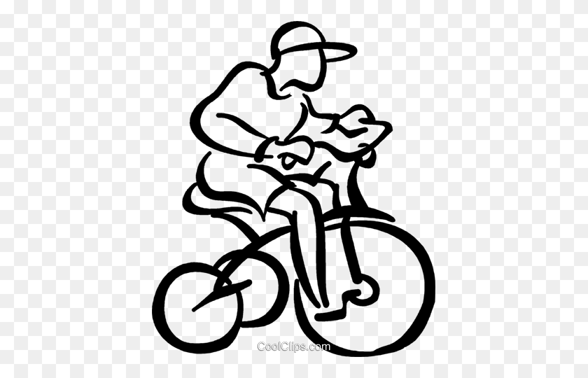 405x480 Boy Riding His Bike Royalty Free Vector Clip Art Illustration - Trike Clipart