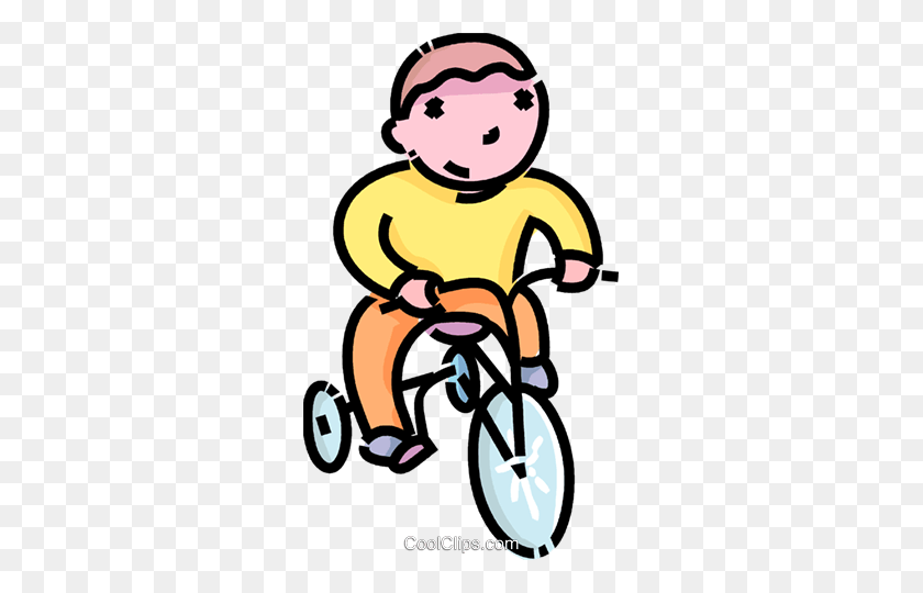 287x480 Boy Riding His Tricycle Royalty Free Vector Clip Art Illustration - Tricycle Clipart