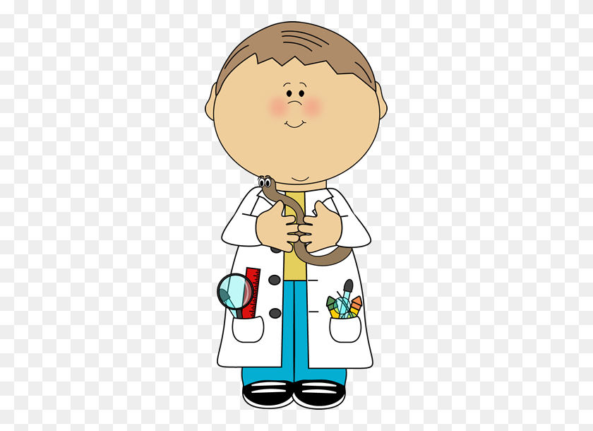 259x550 Boy Scientist With Worm - Welcome Home Clipart