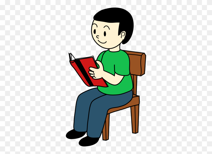 318x550 Boy Sitting On Chair Reading - Sitting In A Chair Clipart