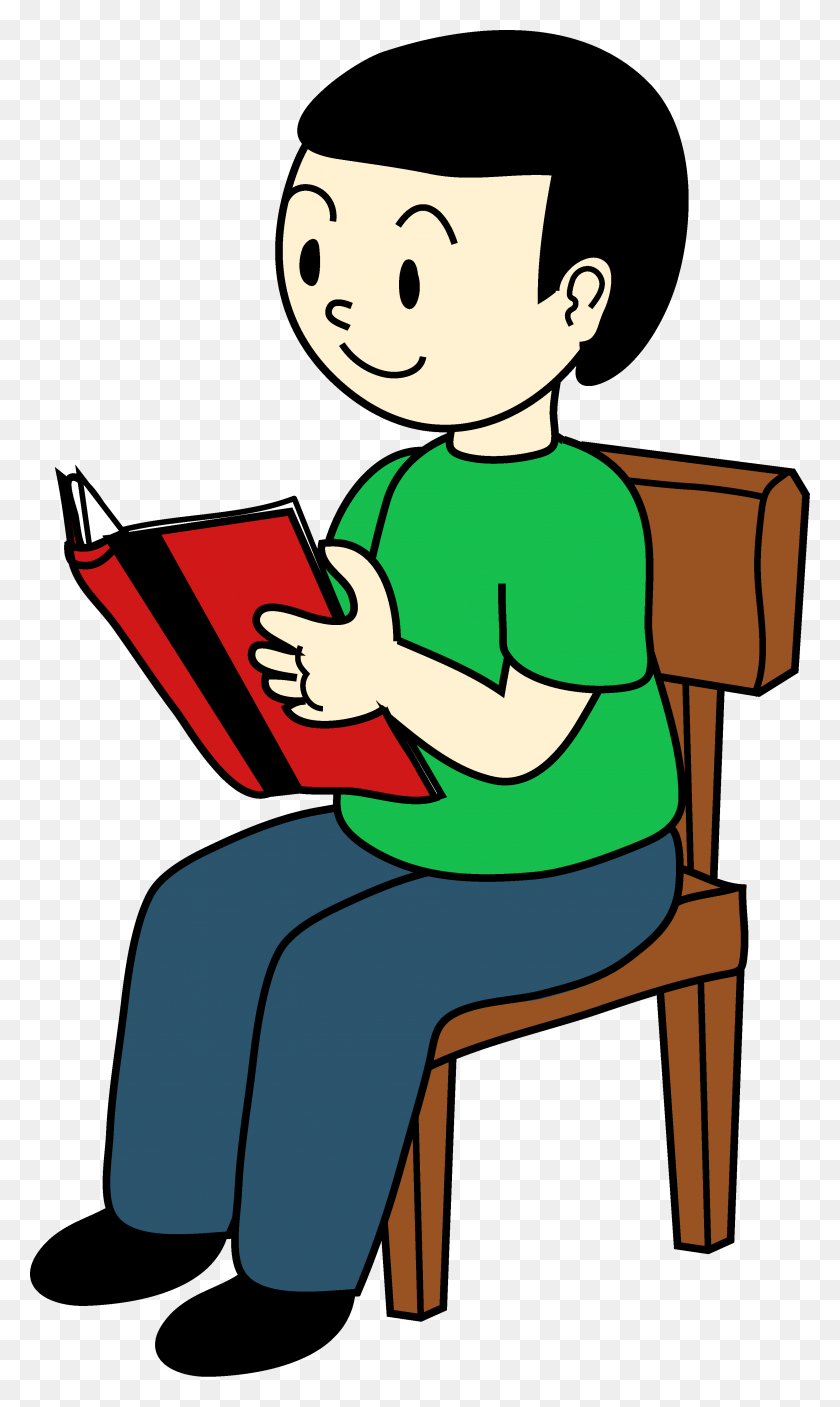 2974x5139 Boy Sitting On Chair Reading - Free Furniture Clipart