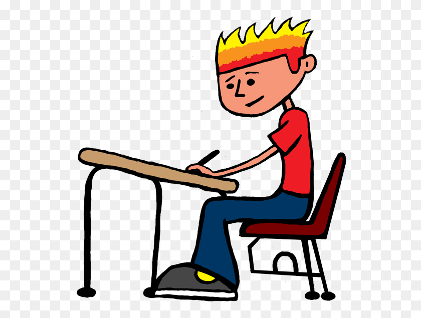 550x575 Мальчик Студент Писать Картинки - Недружелюбный Клипарт
