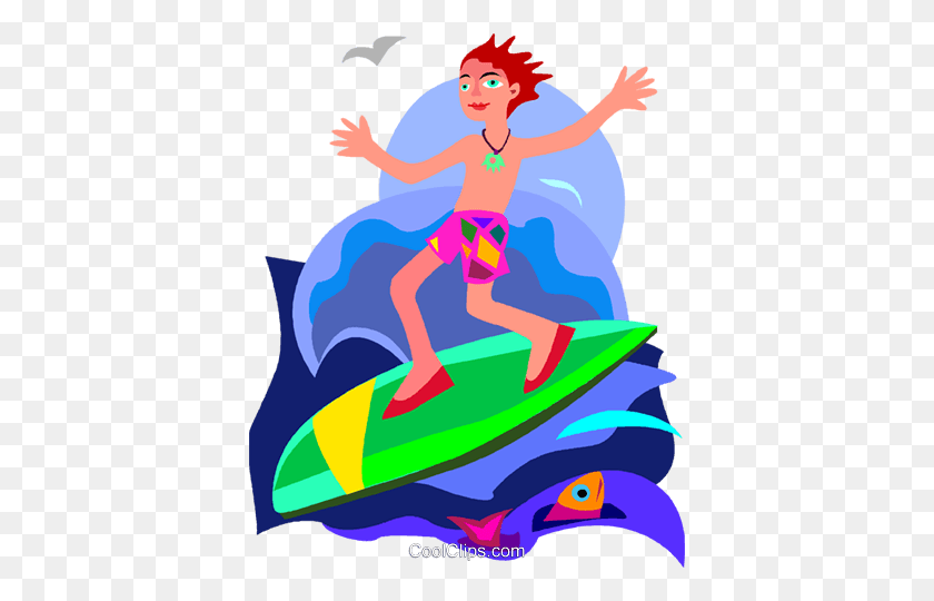 392x480 Chico, Surfing Royalty Free Vector Clipart Illustration - Surfer Girl Clipart