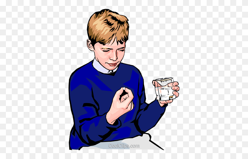 376x480 Boy Taking Pill - Well Done Clipart