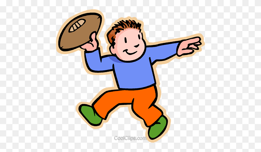 480x430 Boy Throwing Football Royalty Free Vector Clip Art Illustration - Throwing Up Clipart