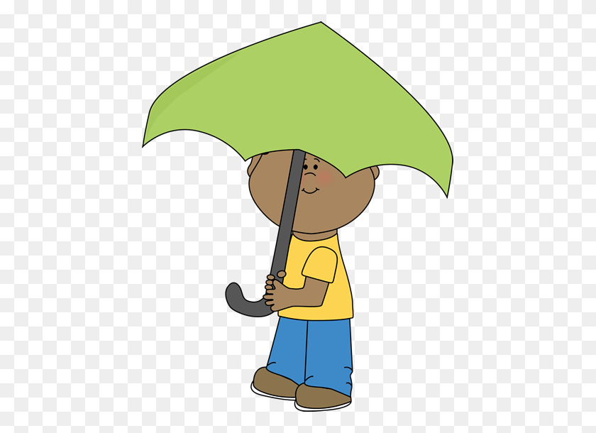 439x550 Boy Under Umbrella Clip Art - Boy Standing Clipart