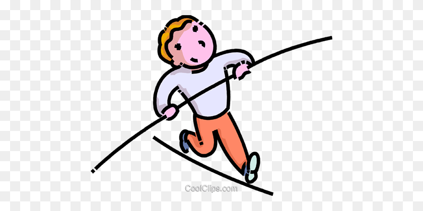 480x359 Boy Walking On A High Wire Royalty Free Vector Clip Art - Boy Walking Clipart