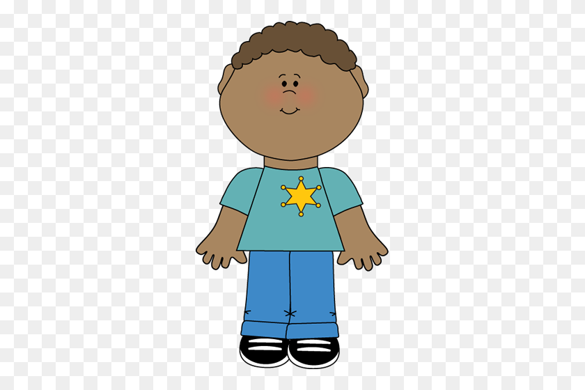 277x500 Boy Wearing A Sheriff's Badge Clipart Badges - Raise Your Hand Clipart