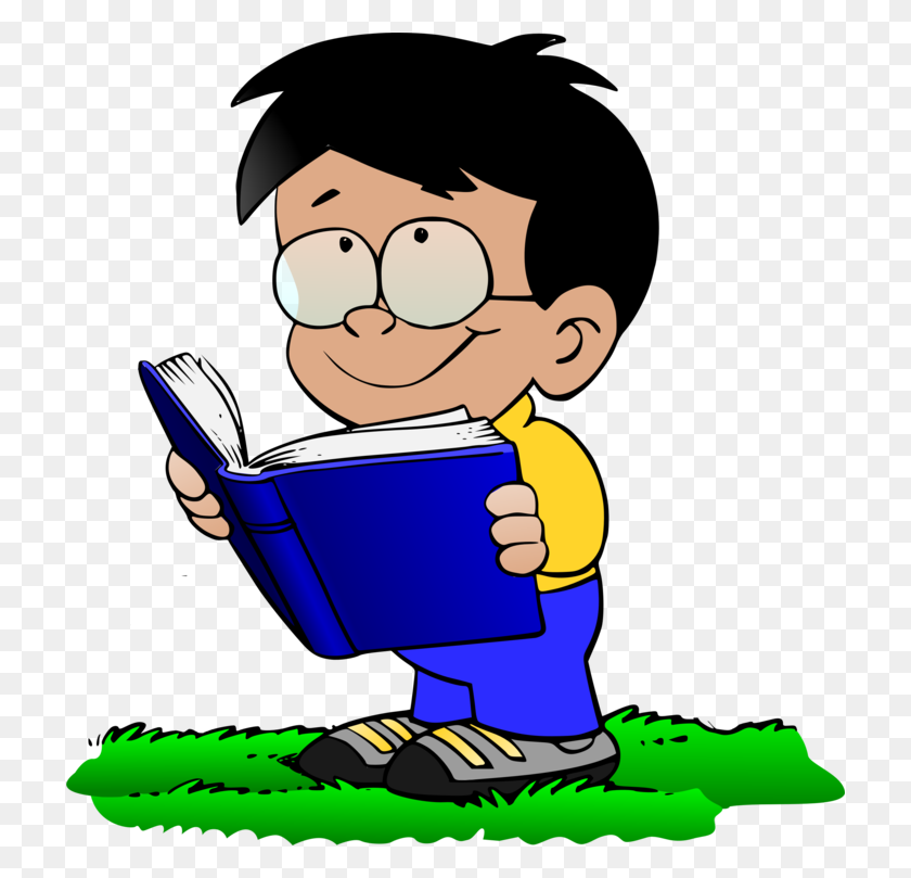 718x749 Мальчик С Книгой Ребенка, Читающего Художественную Литературу - Очки Для Чтения Клипарт