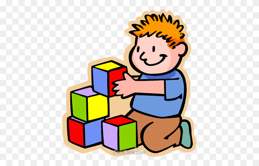 436x480 Boy With Colored Building Blocks Royalty Free Vector Clip Art - Classmates Clipart