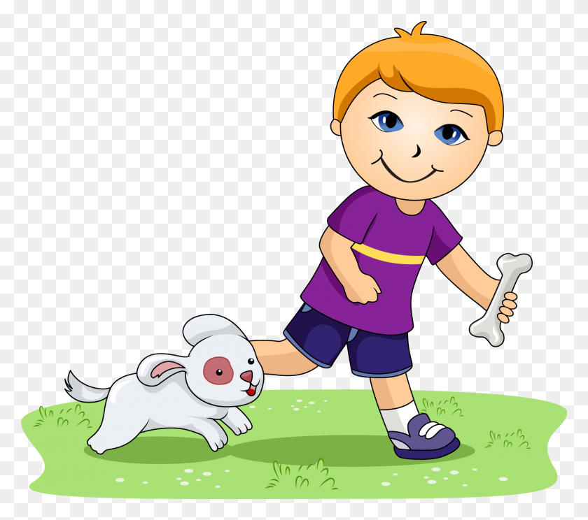 1677x1472 Boy With Dogs Clipart Image - Two Boys Clipart
