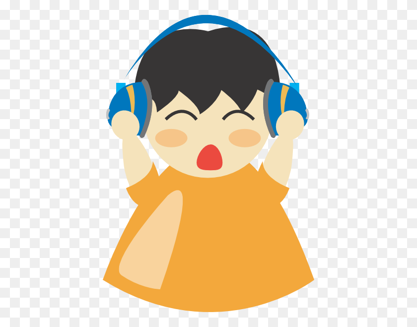 426x599 Boy With Headphones Clip Art - Boy Listening To Music Clipart