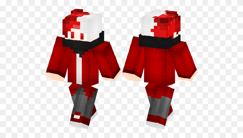 528x418 Boy With Redwhite Hair Minecraft Skin Minecraft Hub - Minecraft Pig PNG