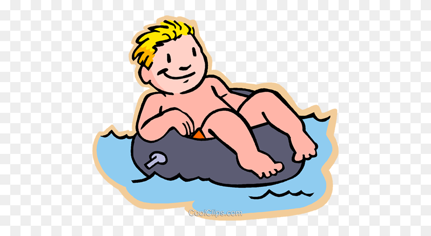 480x400 Boy With Rubber Tube, Swimming Royalty Free Vector Clip Art - Boy Swimming Clipart