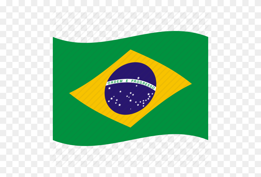 512x512 Br, Brazil, Brazilian Flag, Federal, Green, Republic, Waving Flag Icon - Brazil Flag PNG