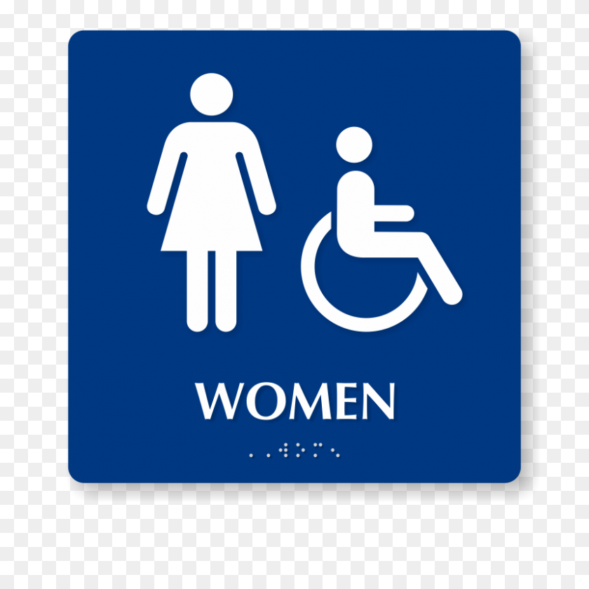 800x800 Braille Women And Handicap Accessible Restroom Sign, Sku - Handicap Sign PNG