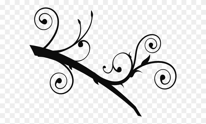 600x444 Branch Clipart Swirly Tree - Swirly Lines Clipart