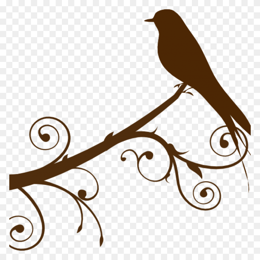 1024x1024 Branch Clker Clipart Imágenes De Pájaro Negro - Imágenes Prediseñadas De Pájaro Negro