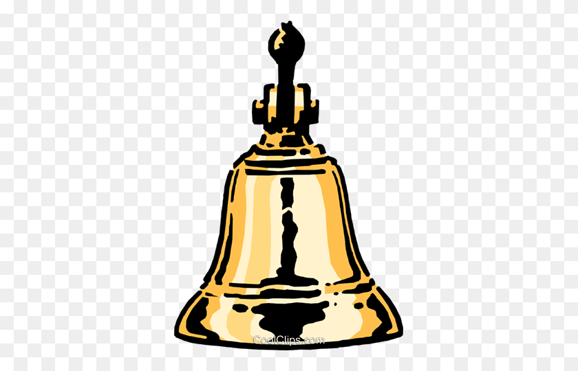 333x480 Brass Bell Royalty Free Vector Clip Art Illustration - School Bell Clipart