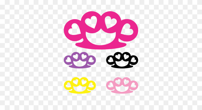 400x400 Brass Knuckles With Hearts Decal Mxnumbers - Brass Knuckles Clipart