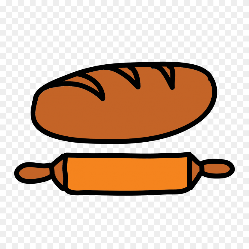 1600x1600 Bread And Rolling Pin - Rolling Pin PNG