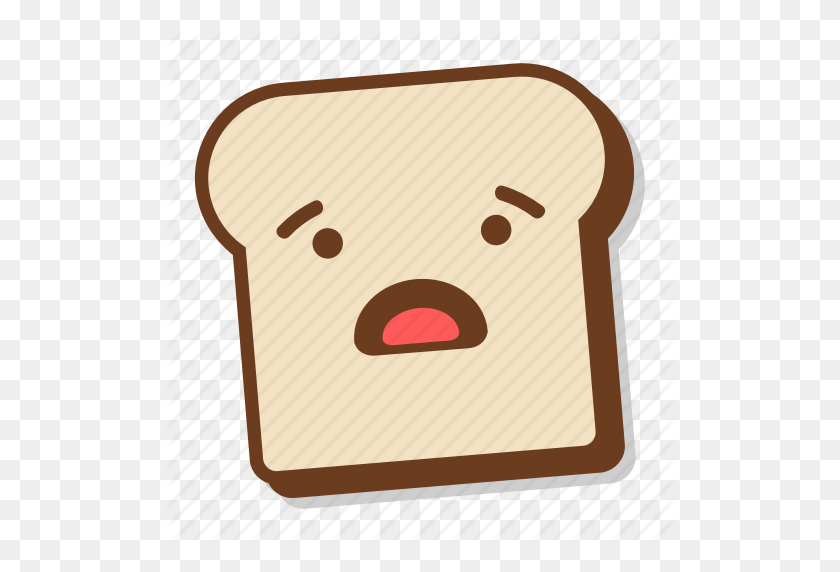 512x512 Bread, Breakfast, Emoji, Shocked, Slice, Surprised, Toast Icon - Slice Of Bread PNG