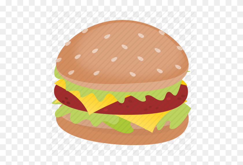 512x512 Хлеб, Сыр, Еда, Гамбургер, Нездоровая Еда, Мясо Значок - Гамбургер Png