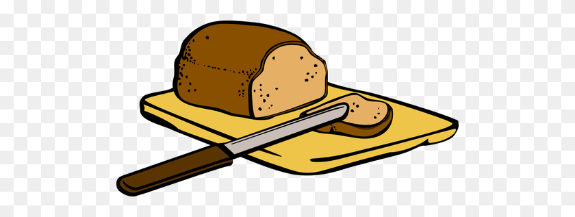 500x257 Bread With Knife On Cutting Board - Slice Of Bread Clipart