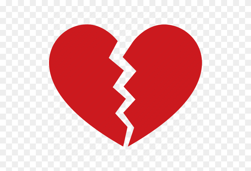 512x512 Break, Breakup, Broken, Divorce, Heart, Heartbreak, Separation Icon - Heartbreak PNG
