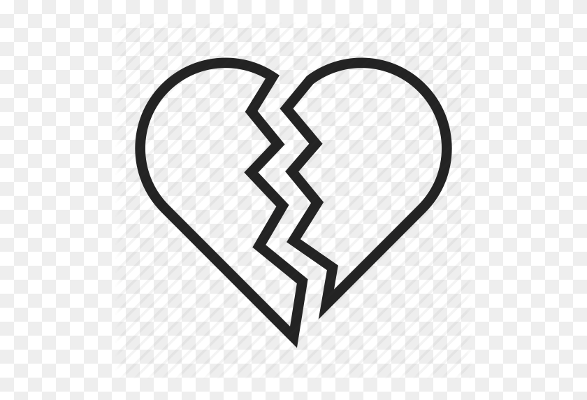 512x512 Иконка Сердце Разбитое Сердце - Контур Сердца Png