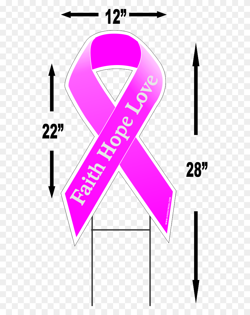 555x1000 Breast Cancer Faith Hope Love Large Outdoor Ribbon Shaped - Yard Sign Clip Art