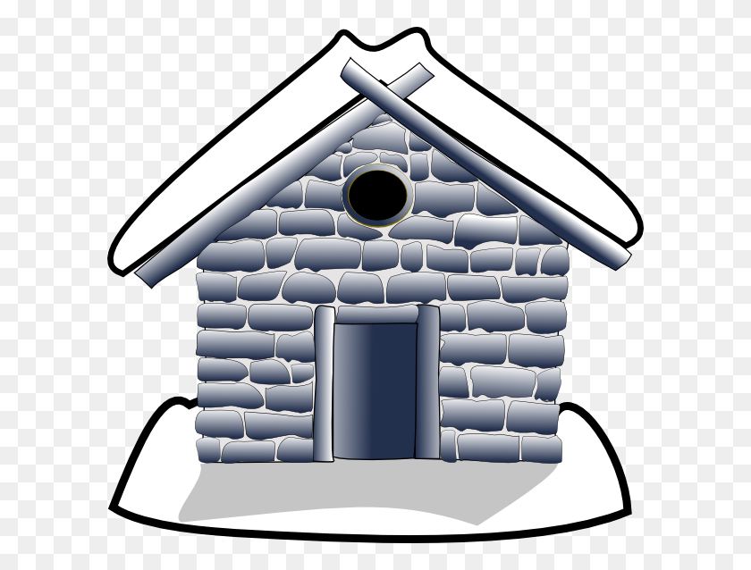 600x578 Brick Home In The Snow Clip Art - Brick House Clipart