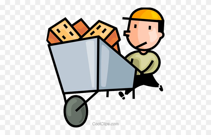 471x480 Brick Layer With A Load Of Bricks Royalty Free Vector Clip Art - See You There Clipart